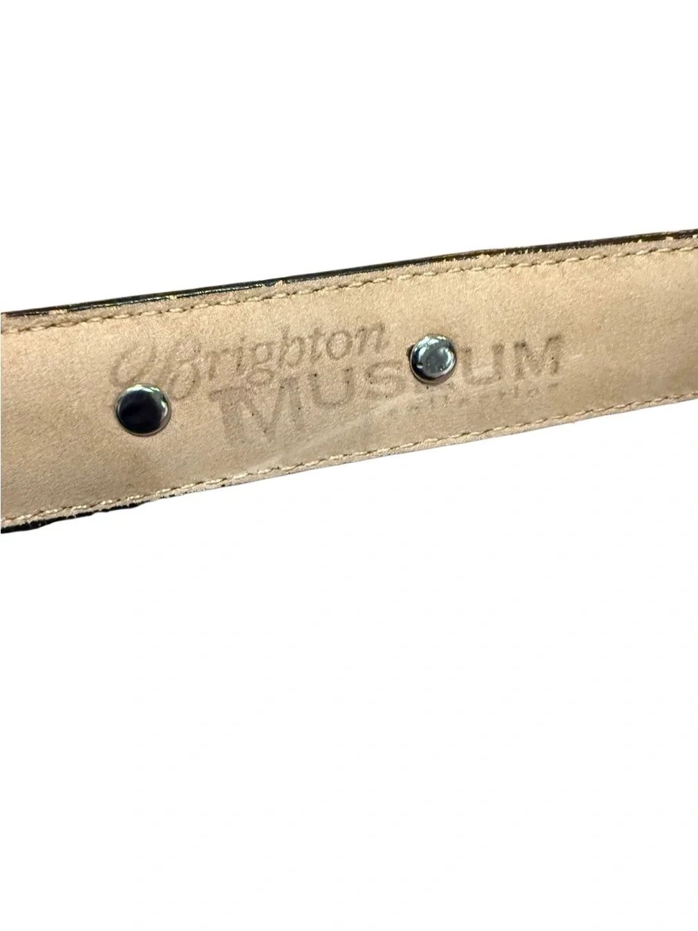 90s Vintage Brighton Museum Croc Embossed Leather Coins Brass Belt Size Medium